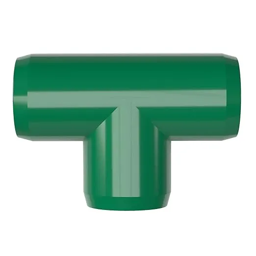 FORMUFIT 1-1/4" Standard PVC Tee Furniture Grade Fitting in Green, 1.66" Actual ID, (Pack of 4), Made in USA, UV-Resistant, Impact-Proof, Build Furniture, Shelves, Tents and More - F114TEE-GR-4