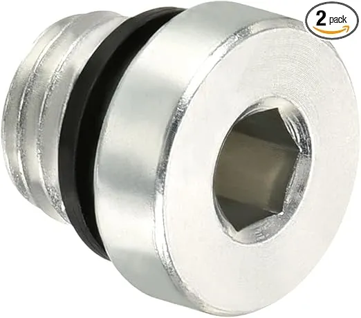 PATIKIL M10*1.25 Internal Hex Head Pipe Fitting Plug, 2 Pack Male Thread 45# Steel Socket Plug with Sealing Ring for Terminate Pipe Ends