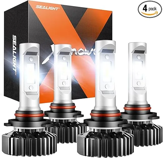 SEALIGHT 9005/HB3 and 9006/HB4 Fog Light Combo, 9005 9006 Powersports Bulbs with Plug and Play, 50000 Hours Lifespan, Non-polarity, Fog Light, Pack of 4