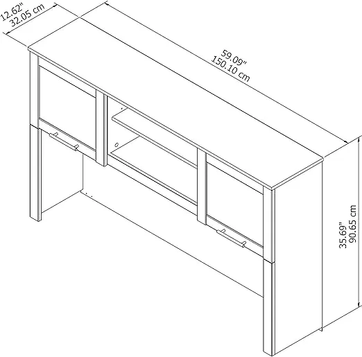 Bush Furniture Somerset 60W Desk Hutch in Maple Cross, Attachment with Shelves and Cabinets for Home Office