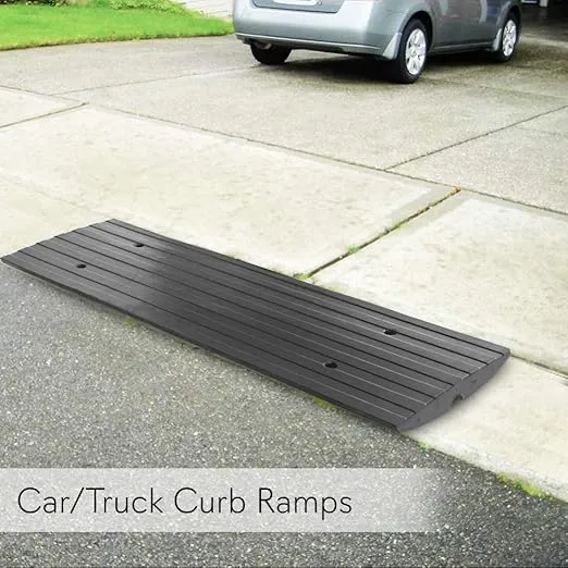 Pyle Car Driveway Adjustable Curb Ramps - 3 Pack Heavy Duty Rubber Threshold Ramp Kit Set -For Loading Dock, Garage, Sidewalk, Truck, Scooter, Bike, Motorcycle & Wheelchair Mobility- PCRBDR23