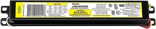 PHILIPS Advance RELB-2S40-N Electronic Ballast, T12 Lamps, 120V Lighting, 1 Count (Pack of 1), Black