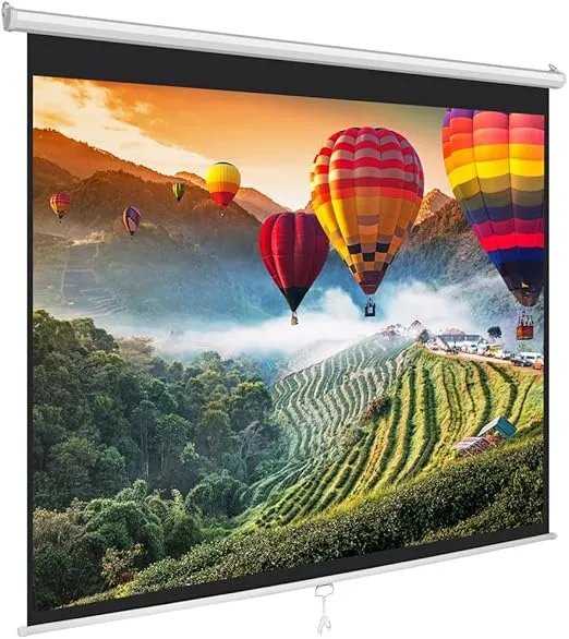 Pyle Manual Pull-Down Projector Screen - Universal 72-inch Roll-Down Retractable Manual Projection Screen w/ Auto-Locking, Adjustable Screen Height, Black Masking Border - 42.5" x 56.6" PRJSM7206