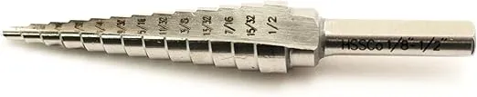 TEMO M35 Cobalt Double Flute Step Drill, 13 Size From 1/8 Inch To 1/2 Inch, 1/4 Inch Shank