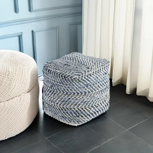 Signature Design by Ashley A1000445 Pouf, Blue & White