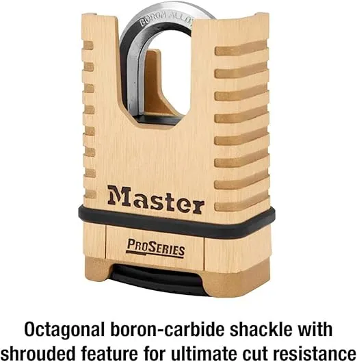 Master Lock ProSeries Brass Padlock, Set Your Own Combination Lock, Commercial Grade Locks with Code for Tools, Fences, Gates, 2-1/4 inches Wide, 1177D