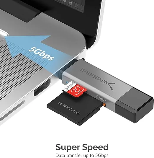 SABRENT USB 3.0 and USB Type-C OTG Card Reader Supports SD, SDHC, SDXC, MMC/MicroSD, T-Flash (CR-BCA2)