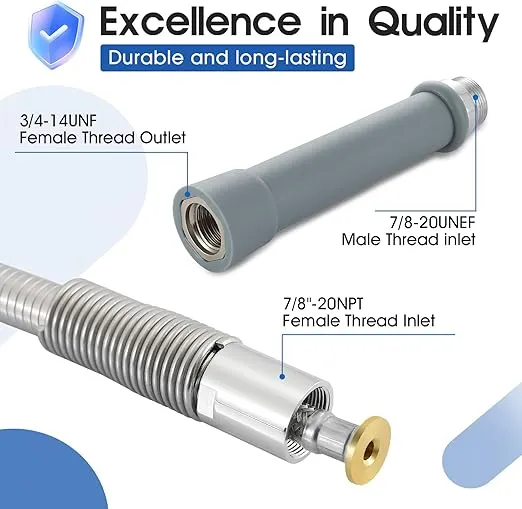 44 Inch Pre-Rinse Hose with Heat Resistant Handle for Commercial Kitchen Sink Faucet, Flexible Stainless Steel Commercial Sink Sprayer Hose Replacement Parts - Grey