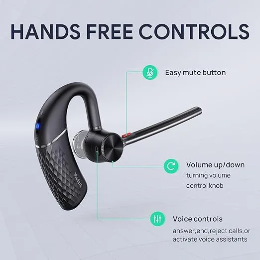 Yealink BH71 Pro Bluetooth Earpiece, Office Wireless Headset with Charging Case, 30 Hours Talk Time, Noise Canceling Microphone, Mute & Voice Control, USB-A Dongle for PC, Works with Teams,Zoom