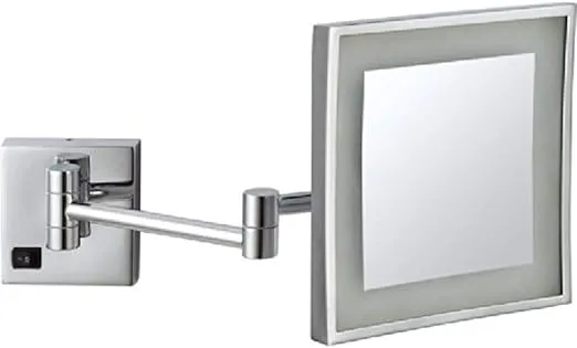 Nameeks AR7701-CR-5x Glimmer Square Wall Mounted LED 5x Magnification Makeup Mirror, Chrome, 8 Inch