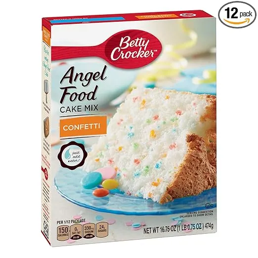 Betty Crocker Fat Free Angel Food Cake Mix, Confetti, 16.75-Ounce Boxes (Pack of 12) by Betty Crocker Baking