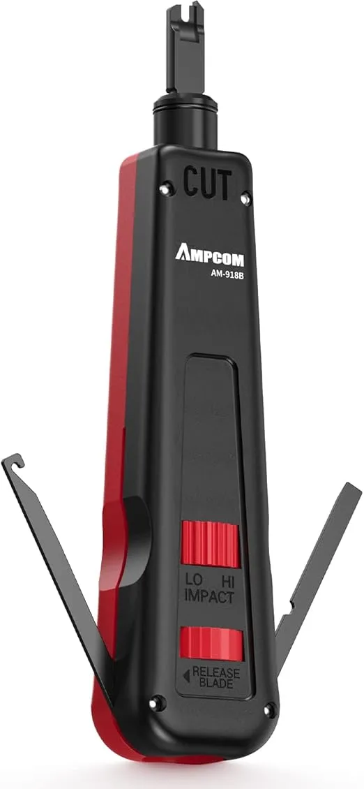 AMPCOM RJ45 Punch Down Tool with Cable Hook - AM-918B
