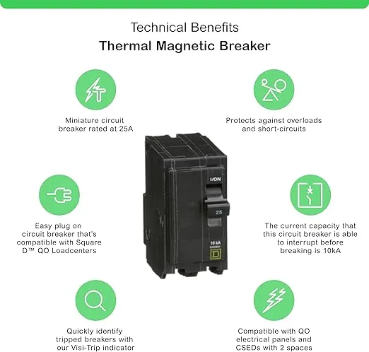 Square D by Schneider Electric QO225CP Circuit Breaker, No Size, Black