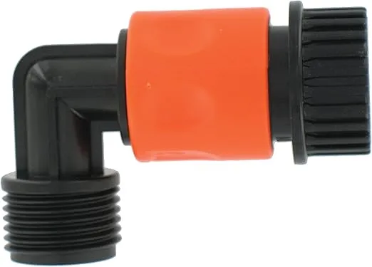 VALTERRA A01-0137VP Plastic Quick Connect with 90° Hose Saver Adapter, Orange
