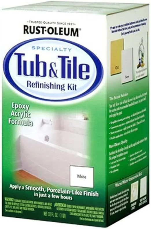 Rust-Oleum 7860519 Tub And Tile Refinishing 2-Part Kit, White 32 Fl Oz (Pack of 1)