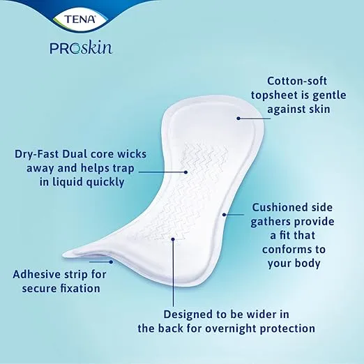 TENA ProSkin Overnight Bladder Leakage Pad for Women, Heavy Absorbency, 28 count