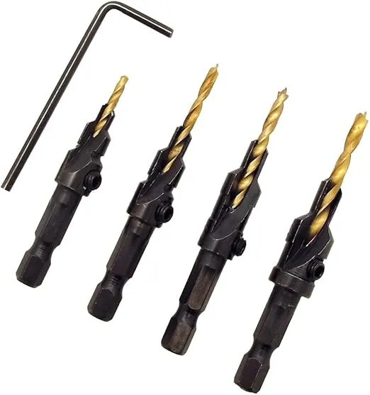 Milescraft 5341 4 pc. CounterBitSet - Countersink Drill Bit Set #6, 8, 10, 12, black