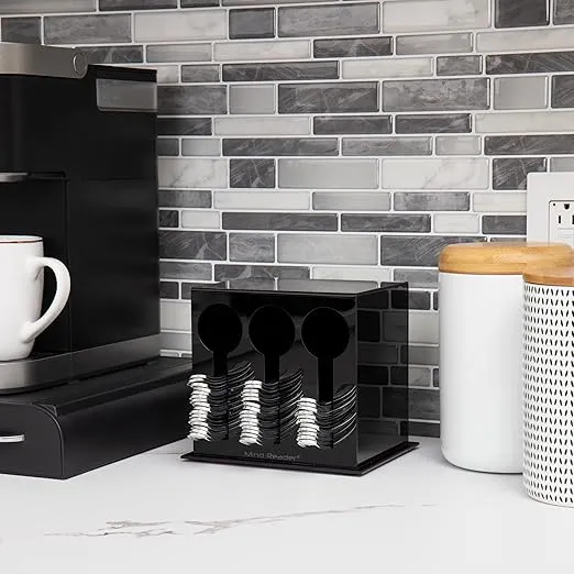 Mind Reader Utensil Dispenser, Silverware Organizer, Plastic Fork and Spoon DIspenser, Kitchen, 7" L x 5.75" W x 6" H, Black