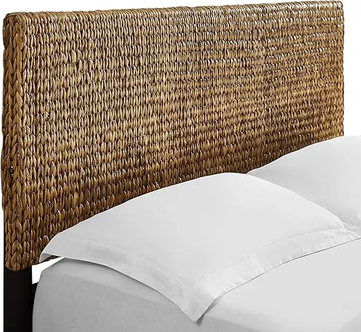 Crosley Furniture Edgewater Boho Natural Fiber Handwoven Rattan Headboard for Queen Size Bed, Seagrass, Queen