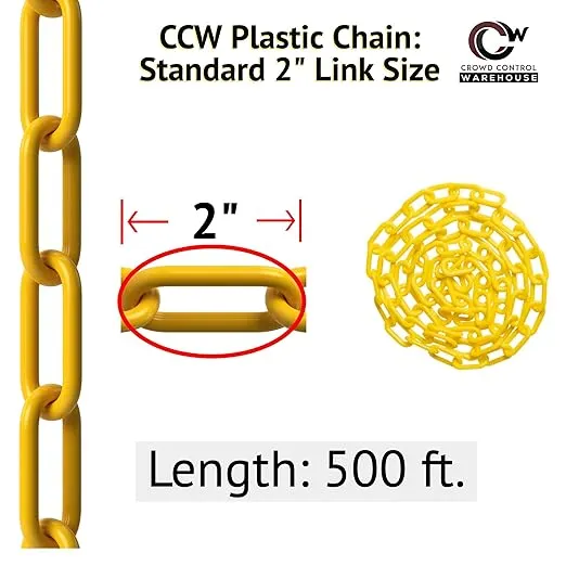 Montour Line Plastic Chain Safety Barrier, Lightweight, Crowd Control Red 2 Inch 500 Foot Long