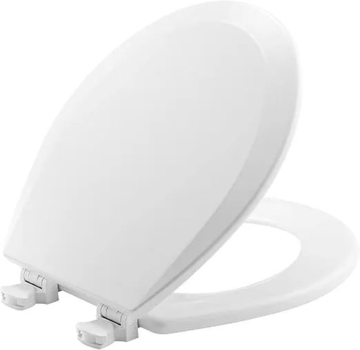 Bemis 500EC 000 Toilet Seat with Easy Clean & Change Hinges, Round, Durable Enameled Wood, White