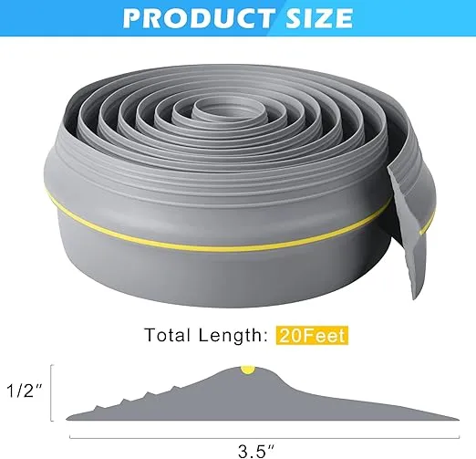 Universal Garage Door Bottom Threshold Seal Strip,Weatherproof Rubber DIY Weather Stripping Replacement, Not Include Sealant/Adhesive (20Ft, Grey)