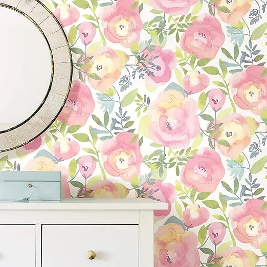 NuWallpaper NU3035 Peachy Keen Peel & Stick Wallpaper, Pink