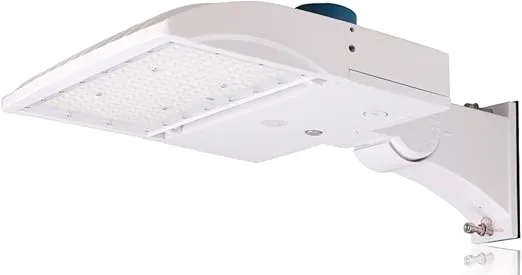 RuggedGrade 150 Watt LED NextGen III Parking Lot Lights - 21,000 Lumen - 5000K - Direct Arm Mount - with photocell - White Housing