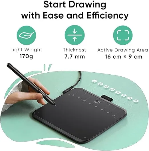 XPPen Deco 640 Drawing Tablet with 16384 Pressure Levels Sensitivity Battery-Free Stylus 6*4 Inch OSU Drawing Pad Graphic Tablet for Digital Drawing Teaching Designing Editing Work for PC Mac Android