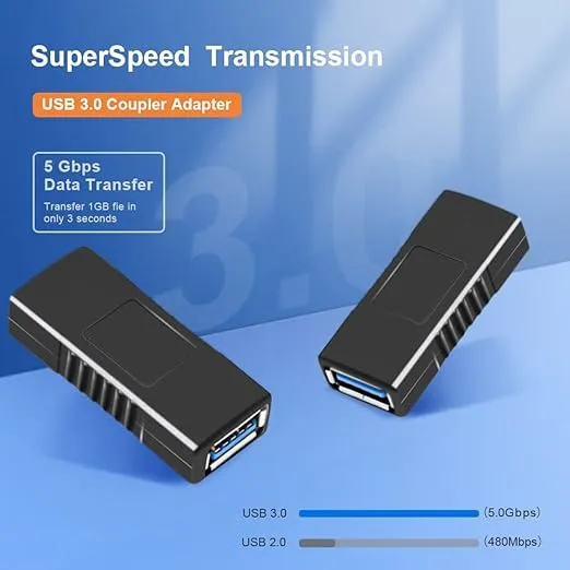 SuperSpeed USB 3.0 Coupler Adapter Type A Female to Female Bridge Extension Connector by Oxsubor(2PCS)