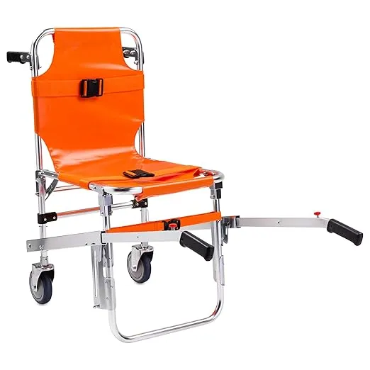 LINE2design EMS Stair Chair - Ambulance Firefighter Evacuation Medical Foldable Aluminum Lift Stair Chair + 3 Adjustable Straps with Quick Release Buckles - Orange