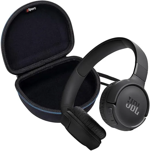 JBL Tune 520BT Wireless On Ear Bluetooth Headphone Bundle with gSport EVA Case (Black)