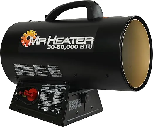 Mr. Heater MH60QFAV 60,000 BTU Portable Propane Forced Air Heater, 19.75 x 11.50 inches, black