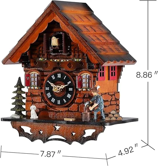 Kintrot Cuckoo Clock Traditional Black Forest Clock Antique Wooden Pendulum Quartz Wall Clock