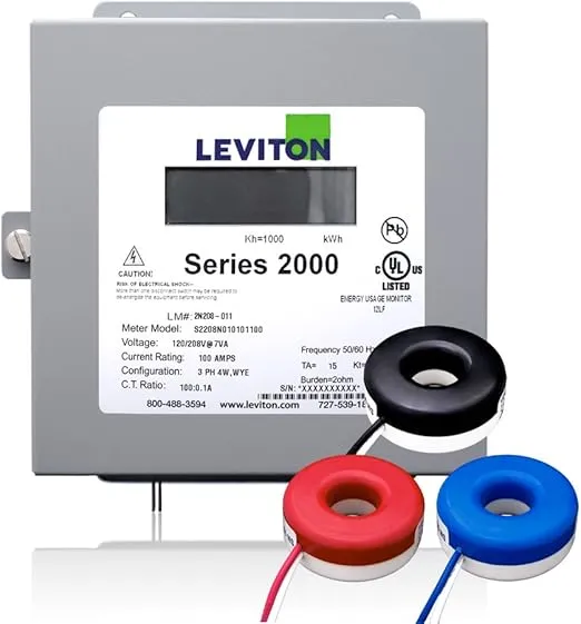 Leviton 2K208-1SW Series 2000 480V 3P4W 100A Indoor Kit with 3 Solid Core CTs