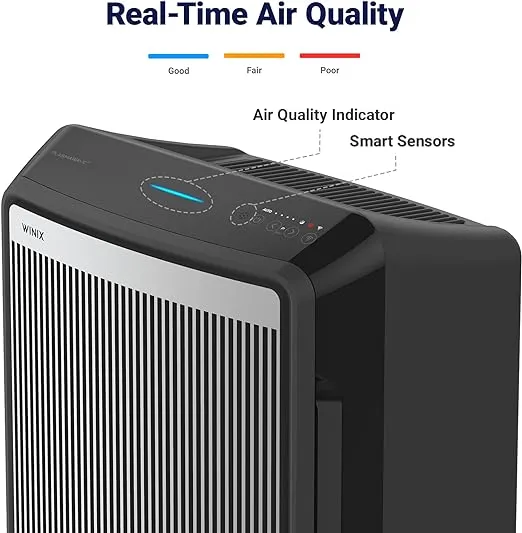 Winix 9800 4-Stage True Hepa Air Purifier with WiFi and PlasmaWave, 500 Sq Ft,Black,Large