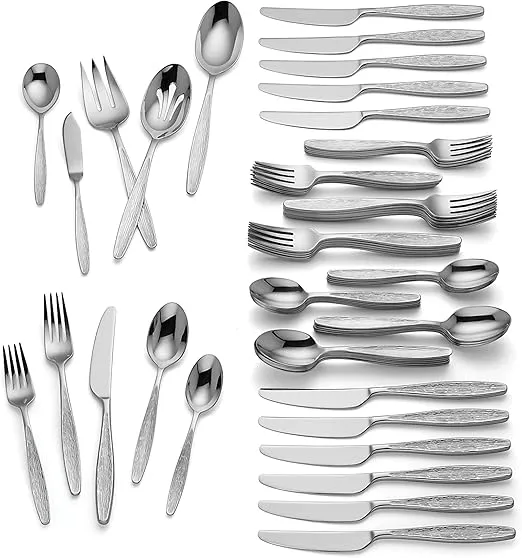 Lenox Emerick 65-Piece Flatware Set, 9.70 LB, Metallic