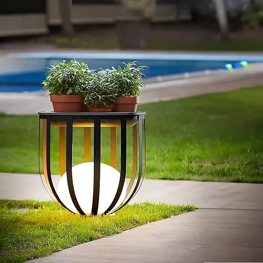 Solar Outdoor LED Floor Lamp with Plant Stand 21.7 inch