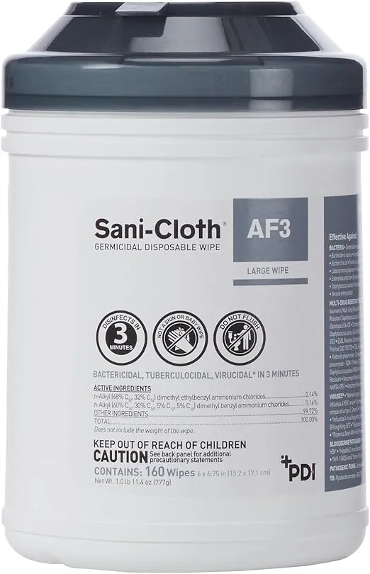 Sani-Cloth AF3 Alcohol-Free Disposable Disinfectant Wipes - 160 Wipes