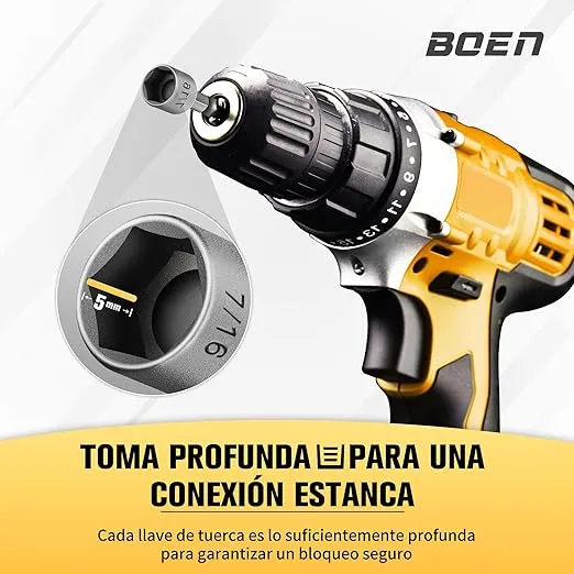 BOEN 14 Piece Power Nuts Driver Drill Bit Tools Set, 1/4 inch Driver Hex Metric & SAE Socket Wrench Screw for Power Tools