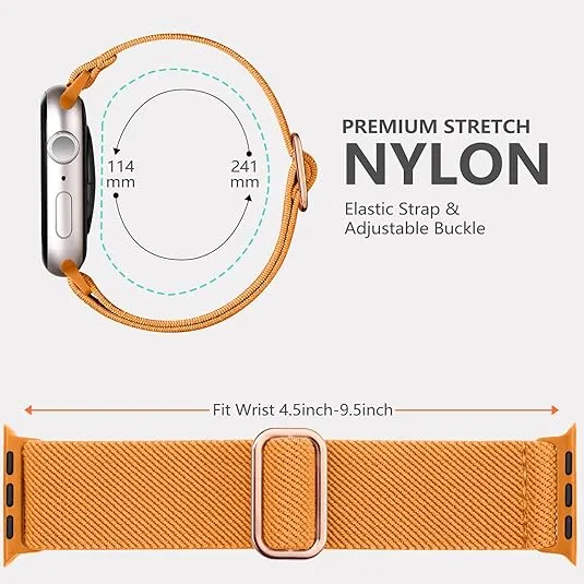 Stretchy Solo Loop Compatible with Apple Watch Band Women Men 40mm 44mm 45mm 41mm 38mm 46mm 49mm 42mm, Soft Nylon Elastic Braided Strap Wristband for iWatch Series 10 9 8 7 6 5 4 3 2 1 SE Ultra