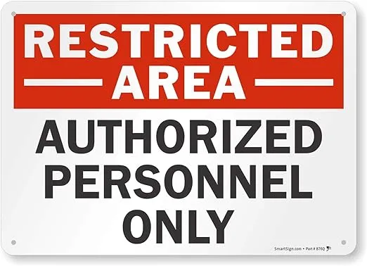 SmartSign 10 x 14 inch “Restricted Area - Authorized Personnel Only” Metal Sign, 40 mil Laminated Rustproof Aluminum, Red, Black and White