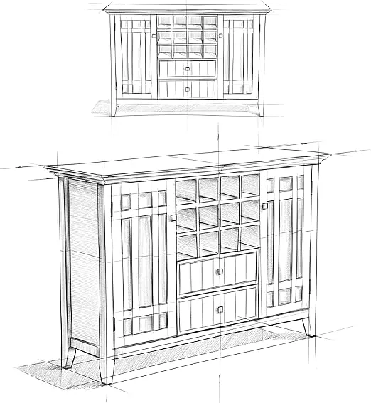 SIMPLIHOME Bedford Solid Pine Wood 54 inch Rustic Sideboard Buffet Credenza in Distressed Grey features 2 Doors, 2 Drawers and 2 Cabinets with 12 Bottle Wine Storage Rack