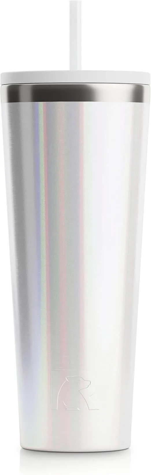 RTIC 28oz Everyday Tumbler Insulated Stainless Steel Portable Travel Coffee Cup with Straw, Spill-Resistant Lid, BPA-Free, Hot and Cold Drink, Ceramic Lining, White Glitter