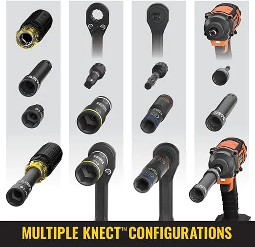 Klein Tools 32500HDRT KNECT Ratcheting Screwdriver, Multi-Bit Screwdriver/Nut Driver, Impact Rated 11-in-1 Tool with Phillips, Slotted, Square and Torx Tips