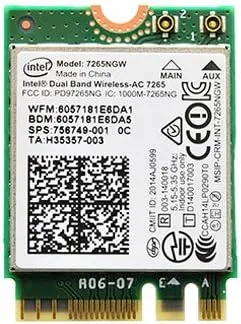 Intel Dual Band Wireless-AC 7265 802.11ac, Dual Band, 2x2 Wi-Fi + Bluetooth 4.0 - (7265NGW)