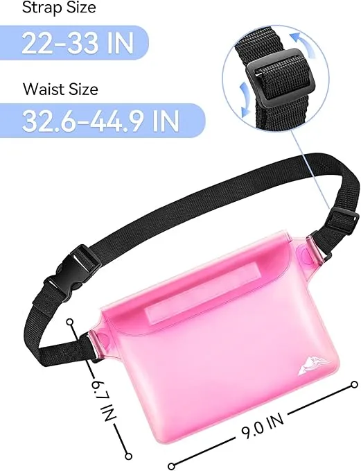 HEETA 2/3/4 Pack Waterproof Pouch, Screen Touch Sensitive Waterproof Dry Bag with Adjustable Waist Strap, Keep Your Phone and Valuables Dry for Swimming Kayaking Boating Fishing Beach Diving Surfing