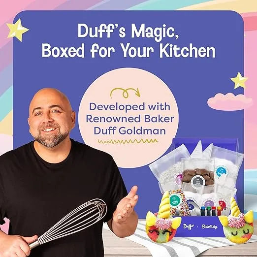 Baketivity x Duff Goldman Unicorn Cookies Kit - Kids Baking Kit - Cooking Kits for Kids with Premeasured Ingredients, Decorating Supplies, STEM Activities - Kids Baking Sets for Girls, Boys Ages 6-12