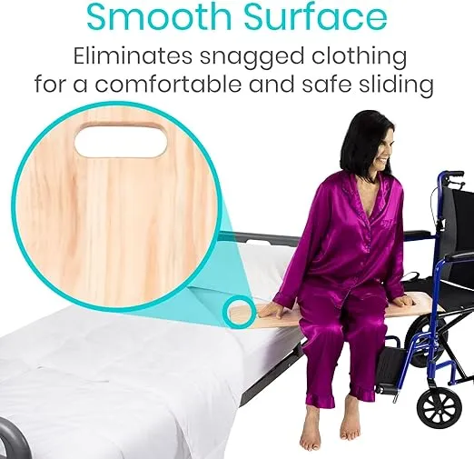 Vive Transfer Board (36" by 12") - Patient Slide Assist Device - Transferring from Wheelchair to Bed, Toilet, Car, Bathtub - Heavy Duty Sliding for Elderly, Seniors, Disabled - Transport Platform