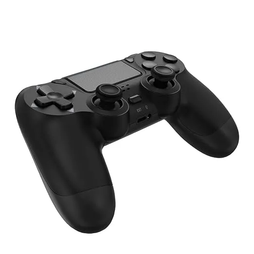 MOOGOLE PS4 Controller Wireless, with Vibration Feedback/Motion Sensing/Touchpad/Light Bar/Speaker/3.5mm Headphone Jack/Share, Compatible with PlayStation 4 (Black)